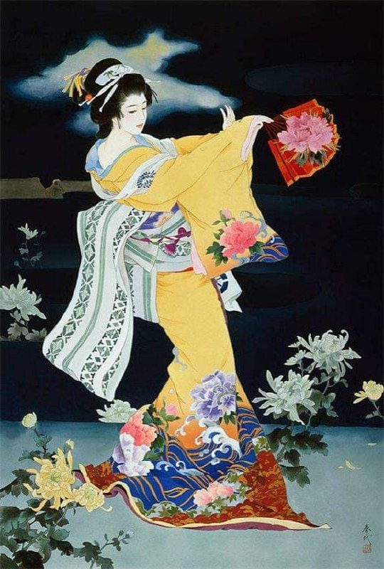 Dancing lady in moonlight with a fan' by Morita Haruyo shimane university 01
